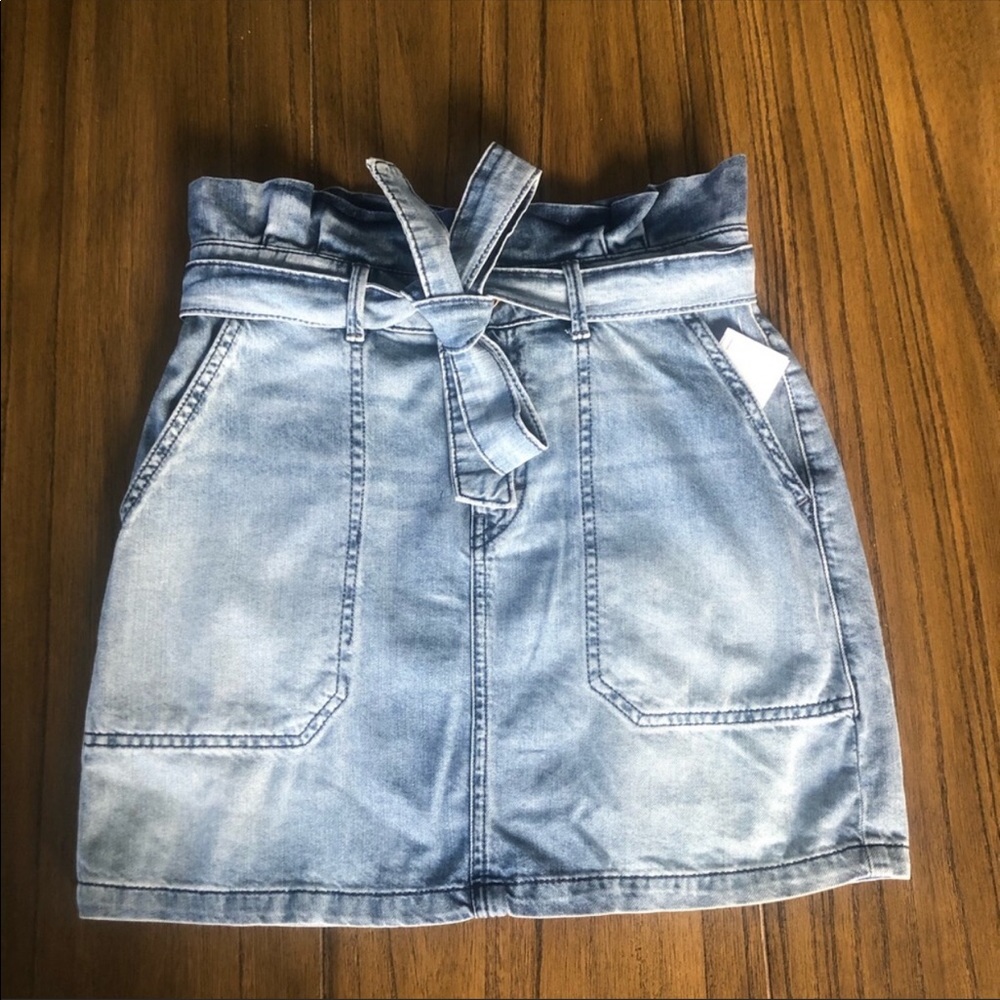 Free People high waisted tie denim mini skirt